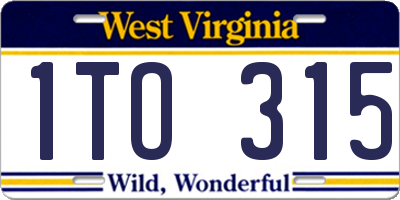 WV license plate 1TO315