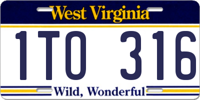 WV license plate 1TO316