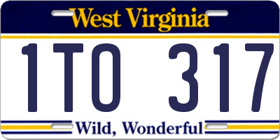 WV license plate 1TO317