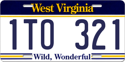 WV license plate 1TO321