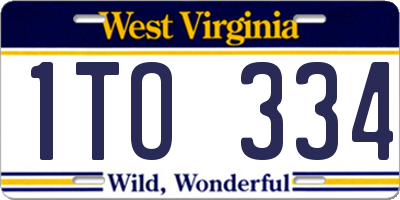 WV license plate 1TO334