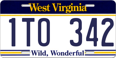 WV license plate 1TO342