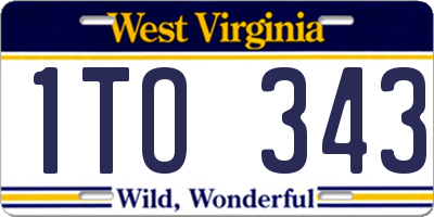 WV license plate 1TO343
