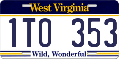 WV license plate 1TO353