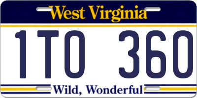 WV license plate 1TO360