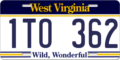 WV license plate 1TO362