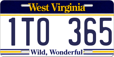 WV license plate 1TO365