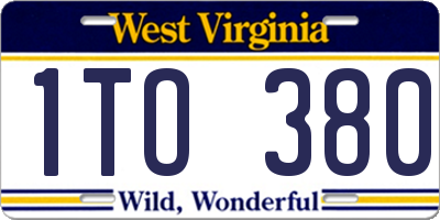 WV license plate 1TO380
