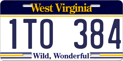 WV license plate 1TO384
