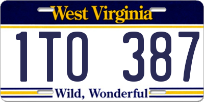 WV license plate 1TO387
