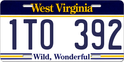WV license plate 1TO392