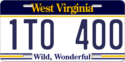 WV license plate 1TO400