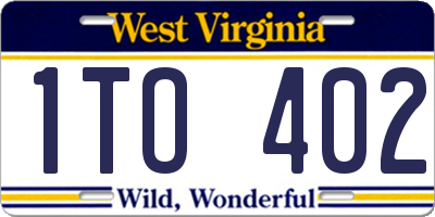 WV license plate 1TO402
