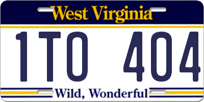 WV license plate 1TO404