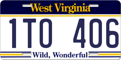 WV license plate 1TO406