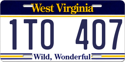 WV license plate 1TO407