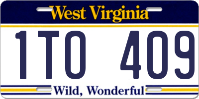 WV license plate 1TO409