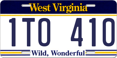 WV license plate 1TO410