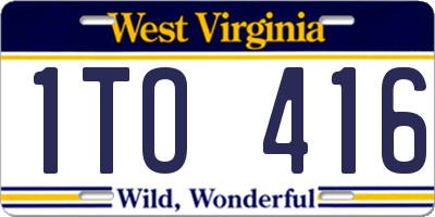 WV license plate 1TO416