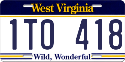 WV license plate 1TO418