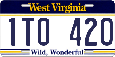 WV license plate 1TO420