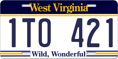WV license plate 1TO421