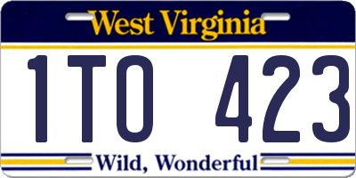WV license plate 1TO423