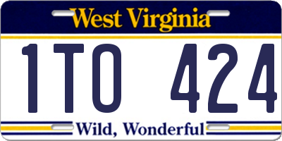 WV license plate 1TO424