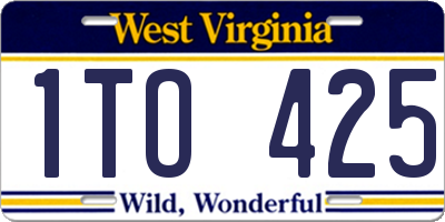 WV license plate 1TO425