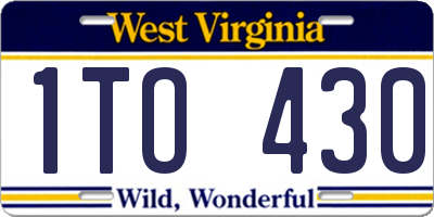 WV license plate 1TO430