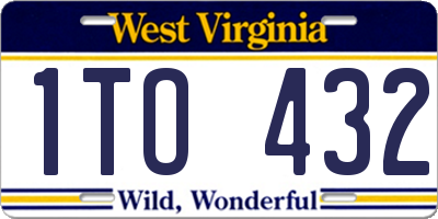 WV license plate 1TO432