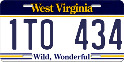 WV license plate 1TO434