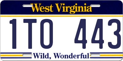 WV license plate 1TO443