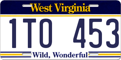 WV license plate 1TO453