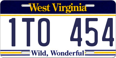 WV license plate 1TO454