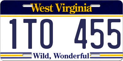 WV license plate 1TO455