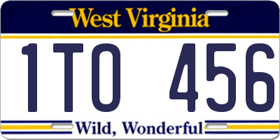 WV license plate 1TO456