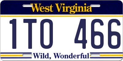 WV license plate 1TO466