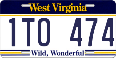 WV license plate 1TO474