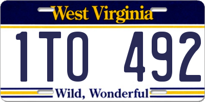 WV license plate 1TO492