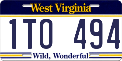 WV license plate 1TO494