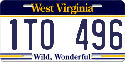 WV license plate 1TO496