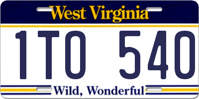 WV license plate 1TO540