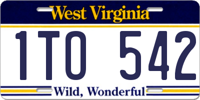 WV license plate 1TO542