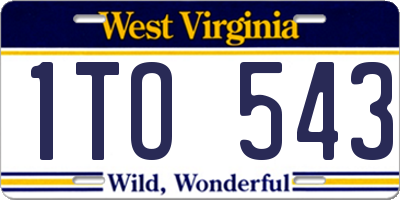 WV license plate 1TO543
