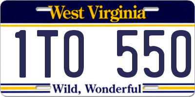 WV license plate 1TO550