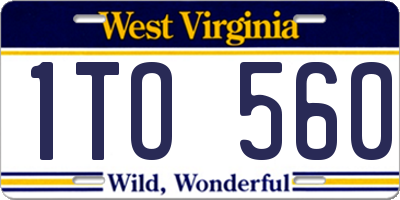 WV license plate 1TO560