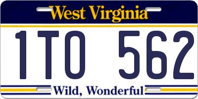 WV license plate 1TO562