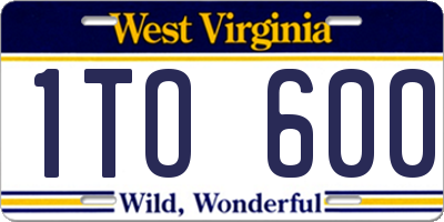 WV license plate 1TO600