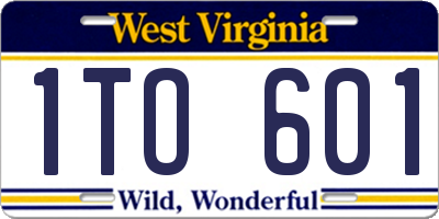 WV license plate 1TO601